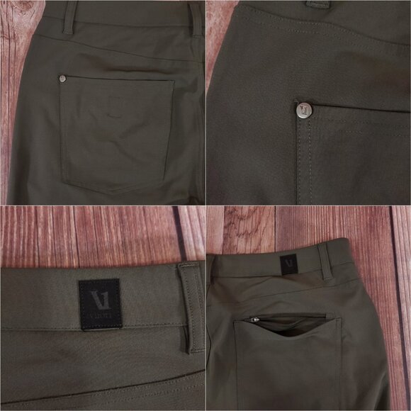 *READ* Vuori Mens Size 33X31.5 Meta Pants Athletic Slim Fit Stretch Green V430 - Picture 7 of 11